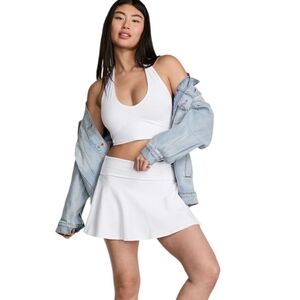 NWT Victoria's Secret PINK Large White Skort  Foldover Skirt Built-In Shorts L